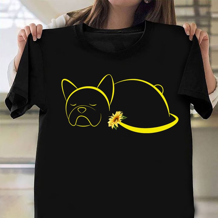 Frenchie And Sunflower Shirt Cute Graphic T-Shirts Gifts For Frenchie Lovers