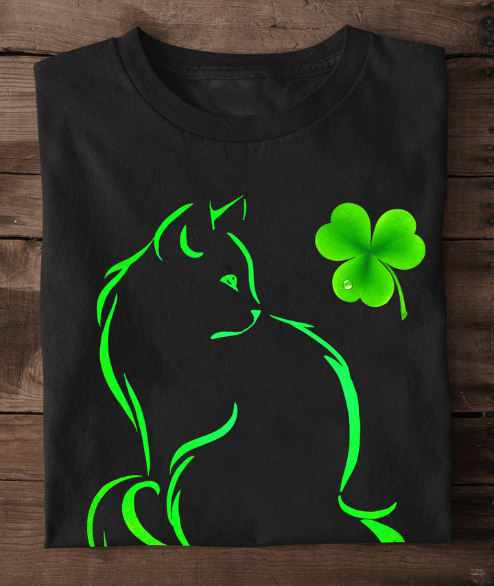 Cat Saint Patrick's Day Shirt Irish Shamrock St Patrick's Day T-Shirts Gift For Cat Lovers