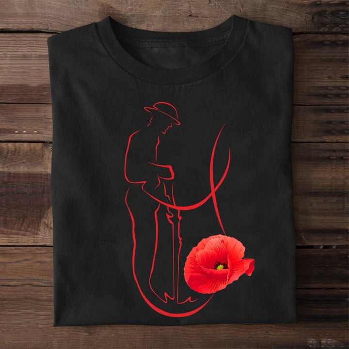 Red Poppy And Australia Soldier Shirt Veteran Day T-Shirt Best Gifts For Husband
