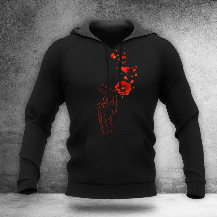 Soldier Red Poppy Hoodie Veterans Memorial Day Lest We Forget Poppy Hoodie Gift For Him