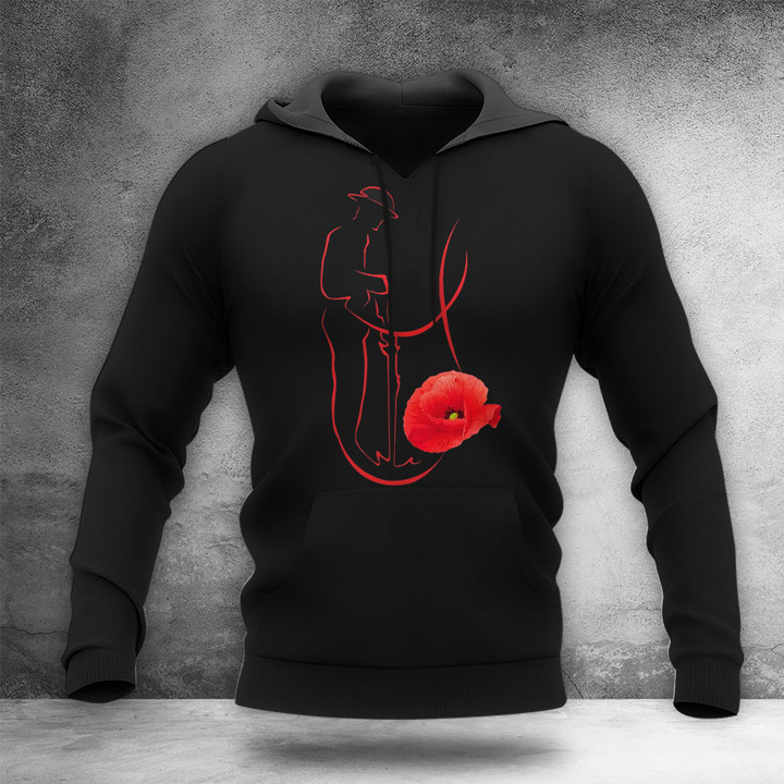 Red Poppy And Australia Soldier HoodieVeteran Day Merch Best Gifts For Husband