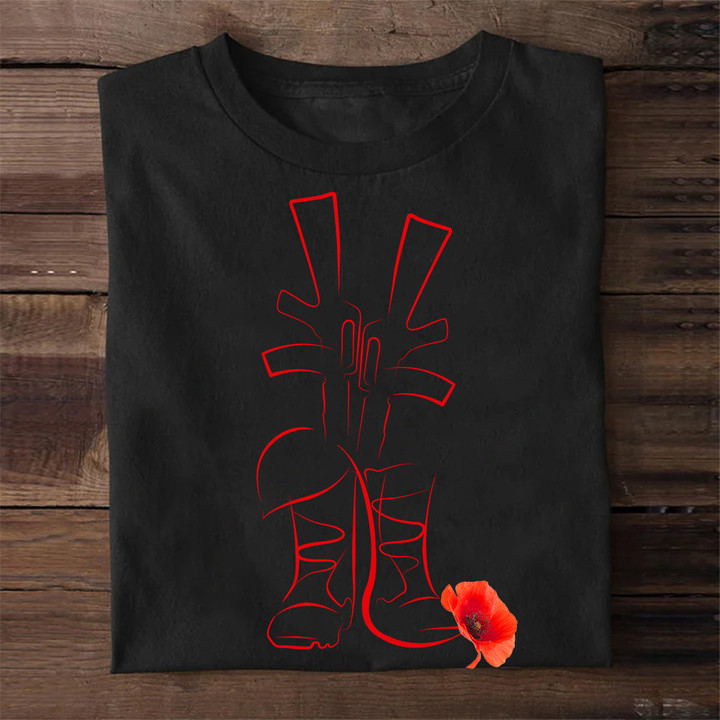 Veterans Red Poppy Shirt Veterans Remembrance Patriotic T-Shirt Gifts For Him Her