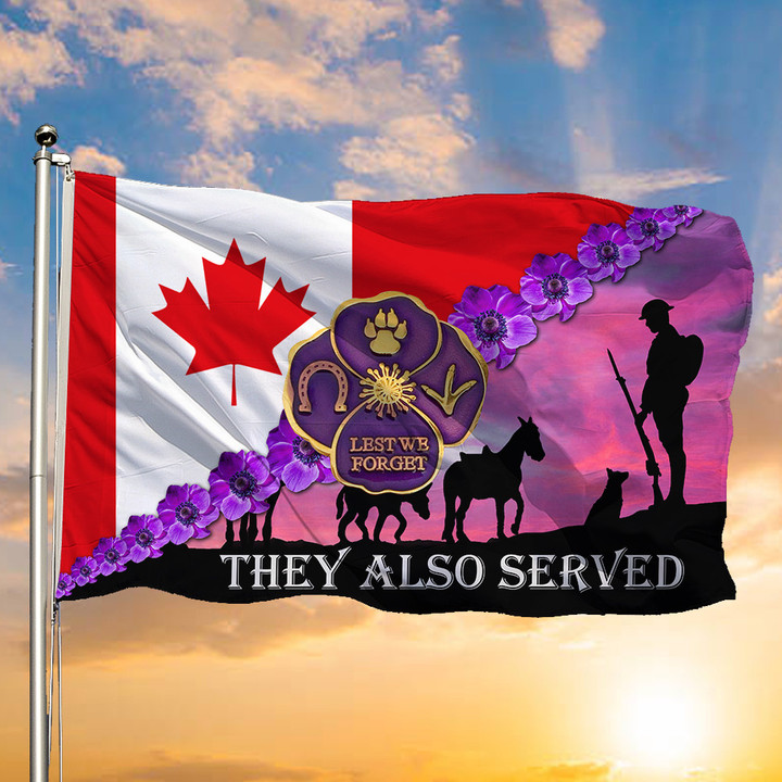 Animals They Also Served Flag Canada Flag Animals Sacrificed In War Lest We Forget Merch