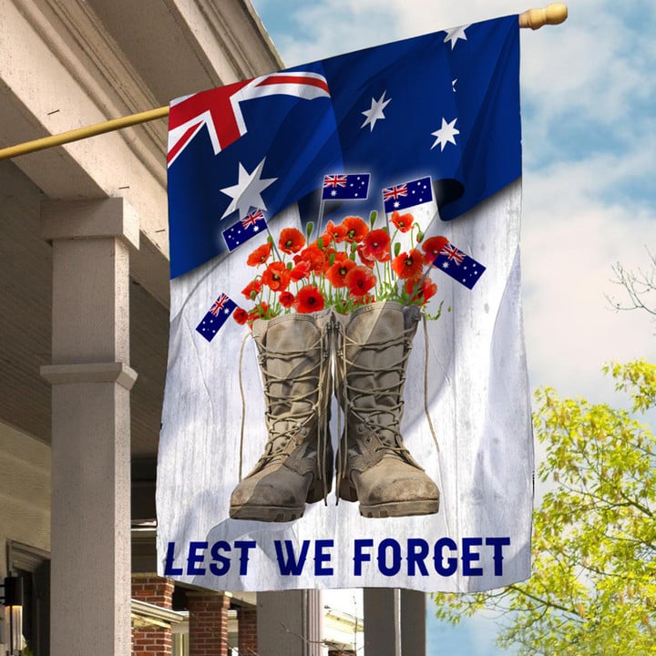 Lest We Forget Anzac Day Flag Red Poppy Decor
