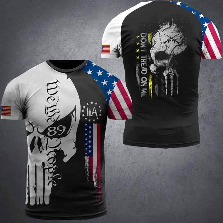 Don't Tread On Me Skull Shirt American Flag We The People T-Shirt Gifts For My Boyfriend