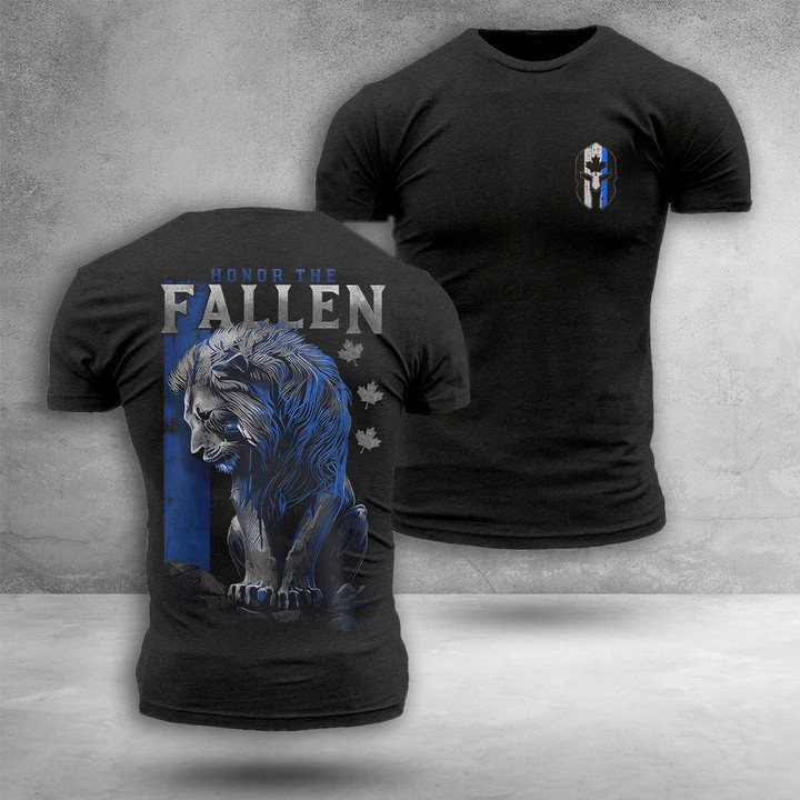 Canada Thin Blue Line T-Shirt Lion Honor The Fallen Shirt
