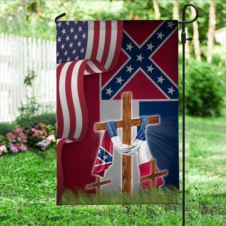 American And Mississippi Flag Cross United States State Flag Patriotic Outdoor Decor