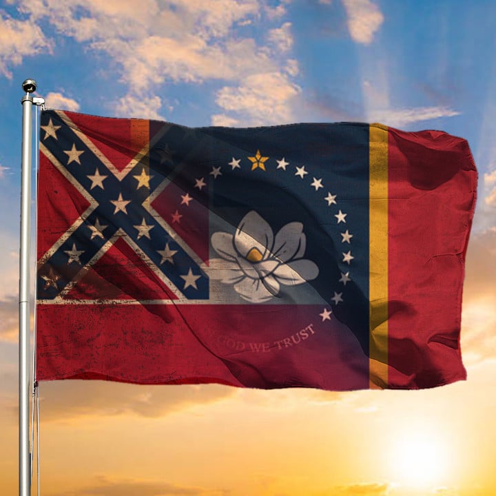 Mississippi State Flag In God We Trust Flag Patriotic Decorations For Outside