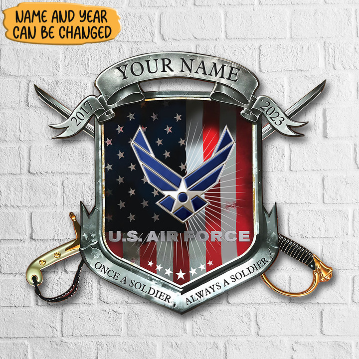 Personalized US Air Force A soldier Always A Solder Metal Sign USAF Air Force Veteran Gifts