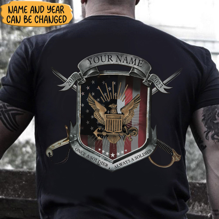 Personalized U.S Navy Once A Soldier Always A Soldier Shirt USN Navy Soldier Veteran Gifts