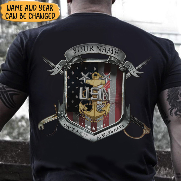 Personalized USN Navy Once A Soldier Always A Soldier Shirt U.S Navy Patriotic T-Shirt