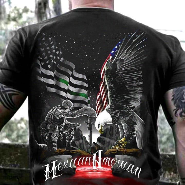 Soldier And Eagle Mexican American Shirt Military Pride Patriots T-Shirt Gifts For Mexican Dad