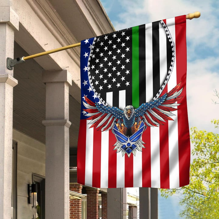 US Air Force Eagle Thin Green Line American Flag Proud USAF Patriotic Flags For Sale