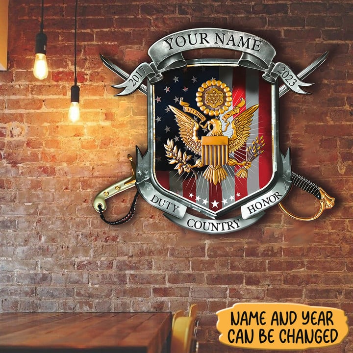 Custom US Army Duty Honor Country Metal Sign Proud Military Personalized Wall Art