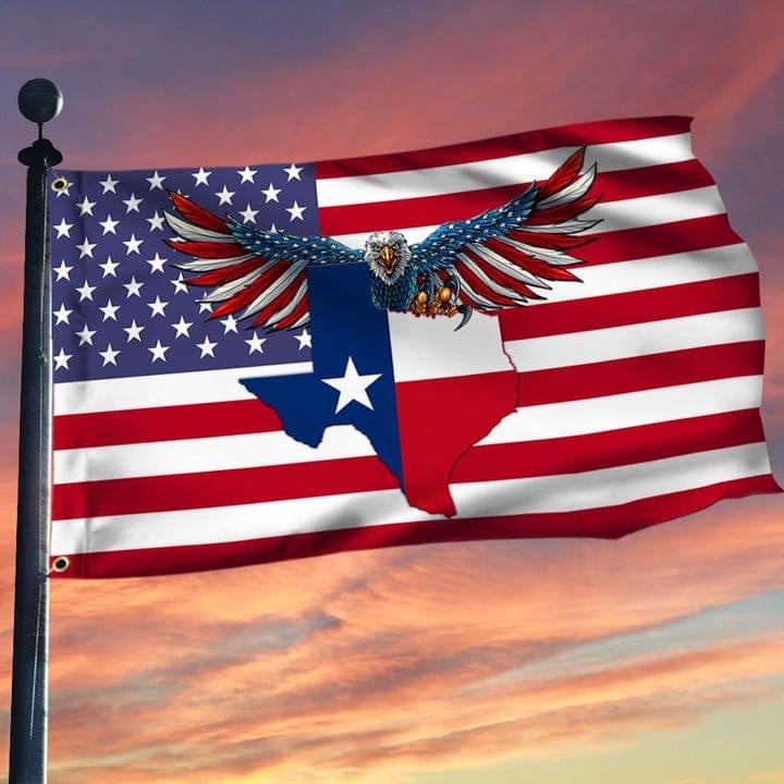 Texas State Eagle American Flag USA Patriotic American And Texas Flag Together