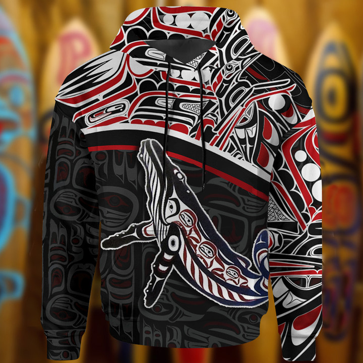 Humpback Whale Haida Art Hoodie Spirit Northwest Pacific Style Art Apparel Unique Gifts