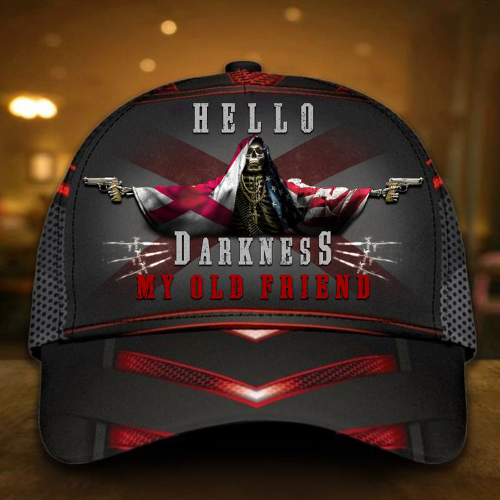 Skull Alabama And American Flag Hat Hello Darkness My Old Friends Hat