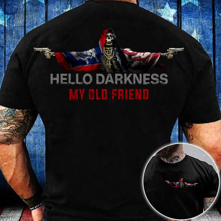 Wyoming Hello Darkness My Old Friend Shirt Wyoming Lover Skull Apparel Present Ideas For Dad