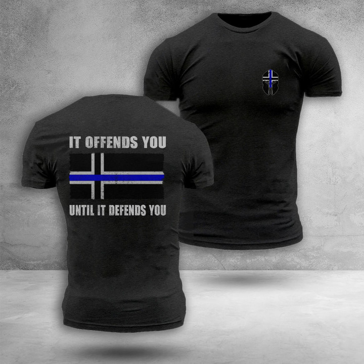 Iceland Thin Blue Line T-Shirt It Offends You Support Police Law Enforcement Shirt
