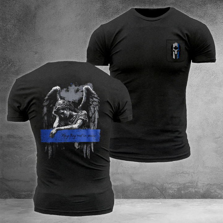 Canada Thin Blue Line T-Shirt May They Rest In Peace Support Police Law Enforcement Merch