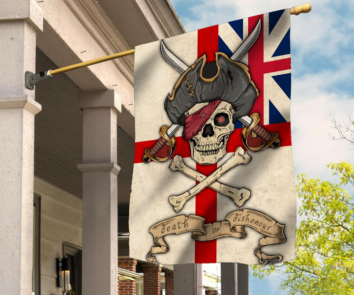 Pirate Skull UK Flag Union Jack United Kingdom Pirate Skull Death Or Dishonour Flag