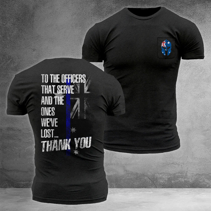 Australia Thin Blue Line T-Shirt To The Officers That Serve Support Law Enforcement Merch