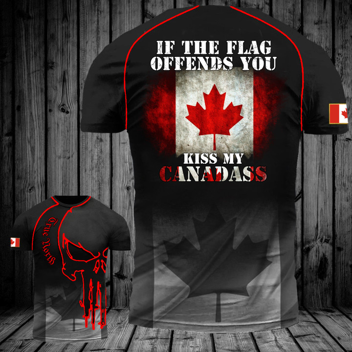 If The Flag Offends You Kiss My Canadass T-Shirt True North Skull Shirt Gifts For Canadian