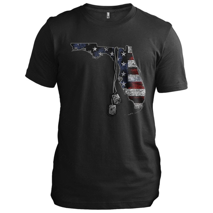 Florida Veteran Dog Tags Florida T-Shirt Mens Patriotic Clothing Veteran's Day Gifts