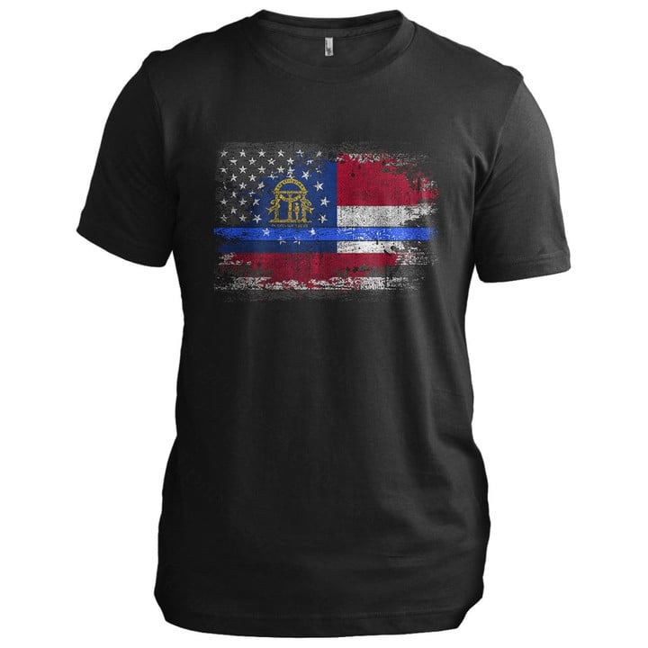 Georgia Thin Blue Line Flag Vintage Georgia T-Shirt Law Enforcement Shirts Best Patriots Gifts