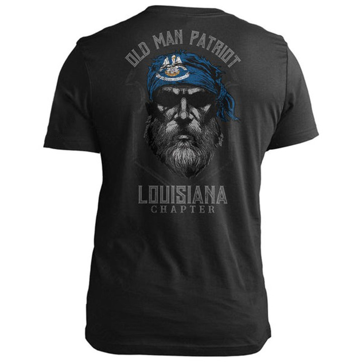 Louisiana Old Man Patriot Louisiana T-Shirt Cool Patriotic Shirts Step Dad Gifts