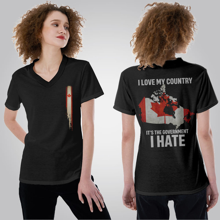 Canada I Love My Country V-Neck Women T-Shirt Canadian Patriotic Merchandise