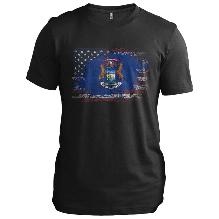 Michigan USA Flag Vintage Michigan T-Shirt Patriotic Tees Gifts For Younger Brother