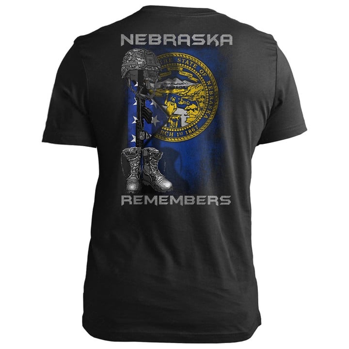 Nebraska Remembers Nebraska T-Shirt Veterans Day Shirts Patriots Gifts For Dad