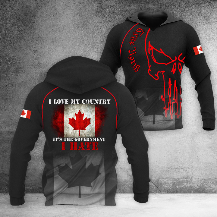 Canada I Love My Country It's The Government I Hate Hoodie True North Skull Canadian Apparel