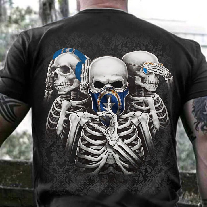 Northern Mariana Islands Three Skeletons No Evil T-Shirt Skull Lover Unique Gifts