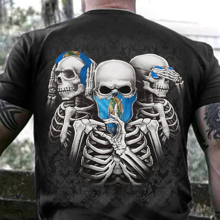 Oklahoma Three Skeletons No Evil T-Shirt Unique Graphic Tees Oklahoma State Gifts