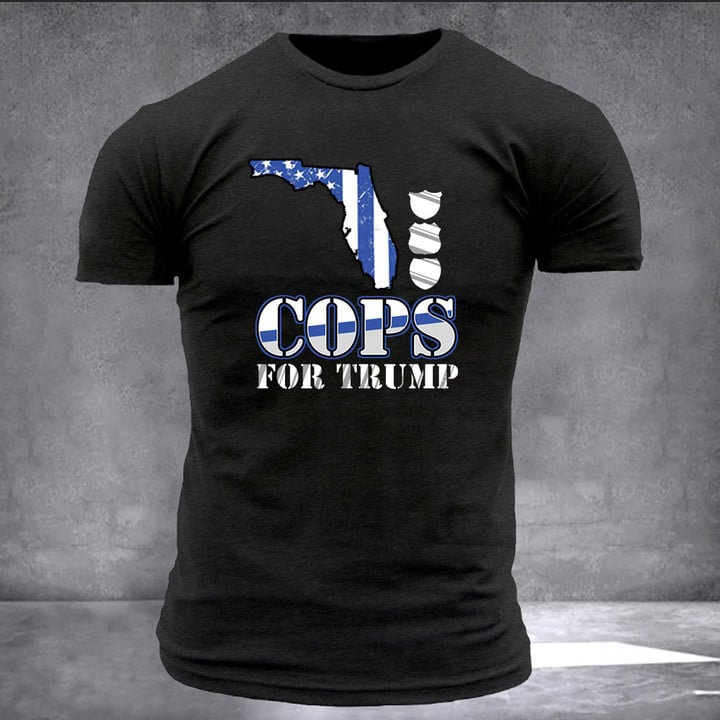 Florida Thin Blue Line Cops For Trump T-Shirt 2024 Florida Vote For Trump Campaign Merchandise
