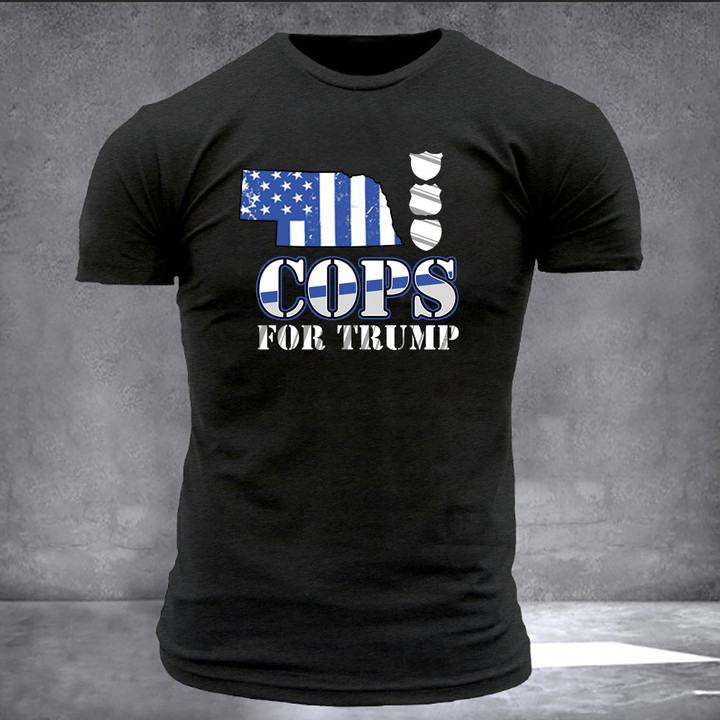 Nebraska Thin Blue Line Cops For Trump T-Shirt Nebraska Vote For Trump 2024 Law Enforcement