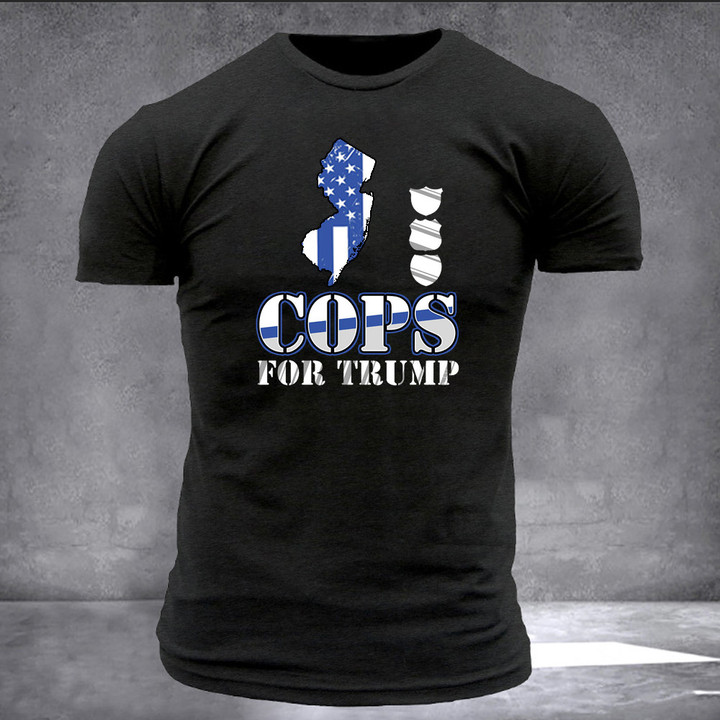 New Jersey Thin Blue Line Cops For Trump T-Shirt New Jersey Vote For Trump 2024 Police Merch