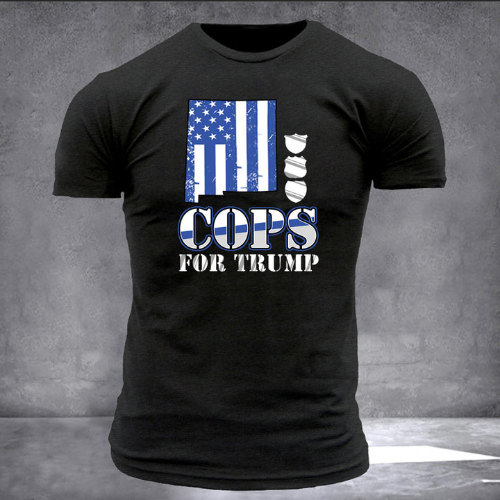 New Mexico Thin Blue Line Cops For Trump T-Shirt 2024 New Mexico Vote For Trump Campaign Shirt