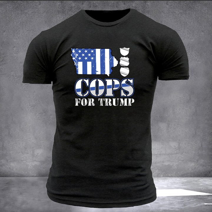 Iowa Thin Blue Line Cops For Trump T-Shirt Iowa Supporters For Trump 2024 Election Merch