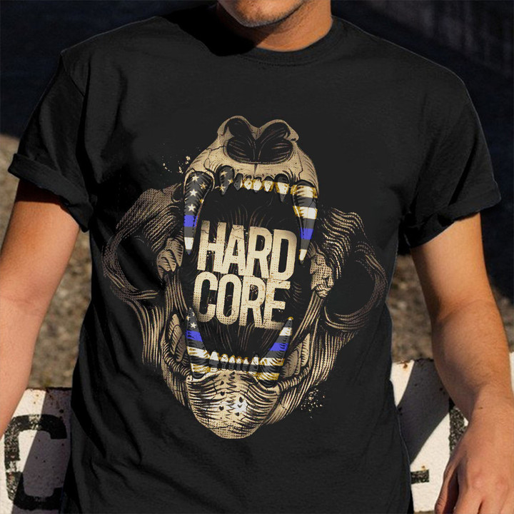 Thin Blue Line Hard Core Shirt Cool Graphic Tee Support Law Enforcement