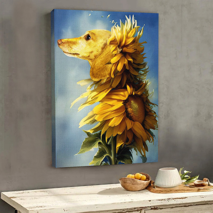 Dachshund With Sunflowers Canvas Dog Owner Unique Wall Art For Living Room