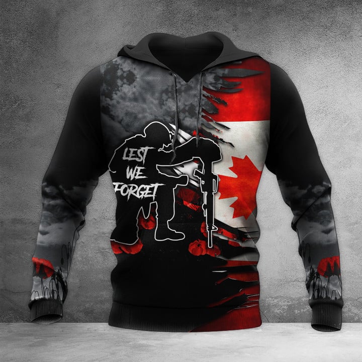 Never Forget New Canada Flag Hoodie Remembrance Fallen Soldiers Memorial day 2023 Gifts