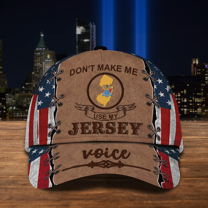 Don't Make Me Use My Jersey Voice Hat American Flag Hats Gifts For Patriots