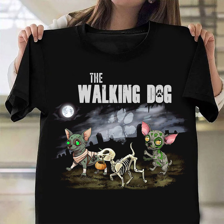 The Walking Dog Shirt Halloween Chihuahua Design T-Shirt Halloween Gifts For Dog Lovers