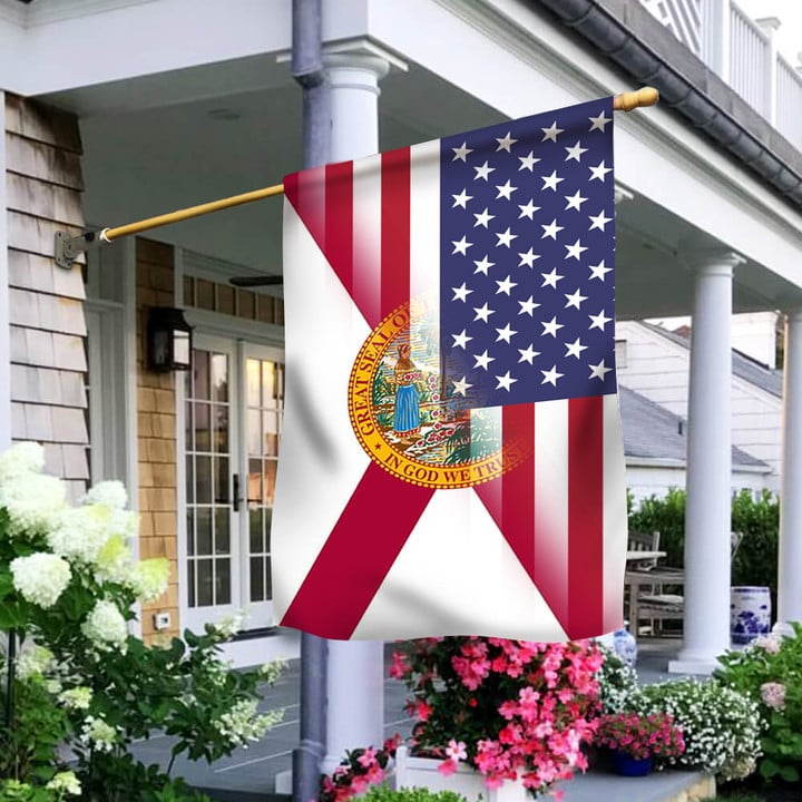Florida State Flag With American Flag Patriotic Decorations For Outside