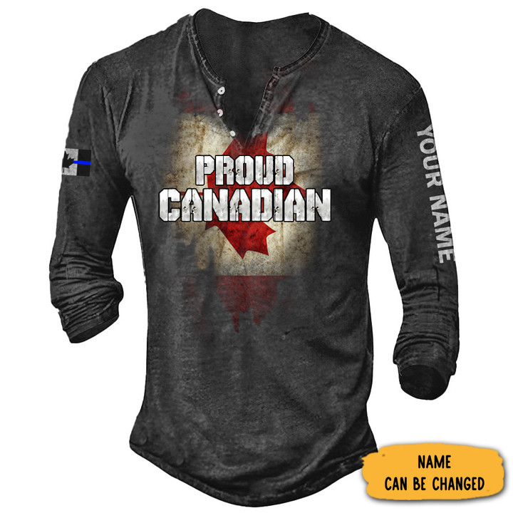 Customized Canada Thin Blue Line Long Sleevee Shirt Pround Canadian Shirt Canada Flag Shirt
