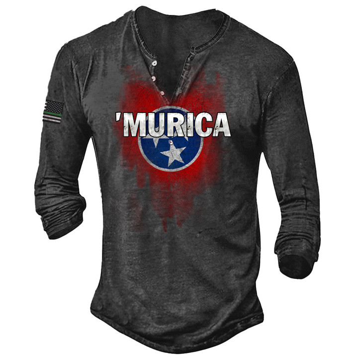 Tenneessee Long Sleevee Shirt 'Murica Tennessee Flag Shirt Thin Green Line Shirt