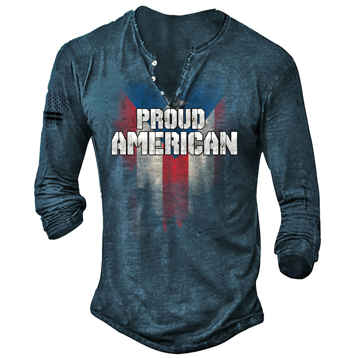 Peurto Rico Long Sleevee Shirt Pround American Flag Shirt